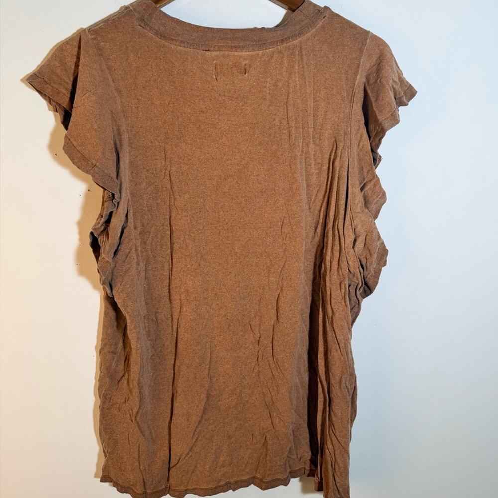 Wonderly Brown Ruffle Sleeve Top - Picture 3 of 3